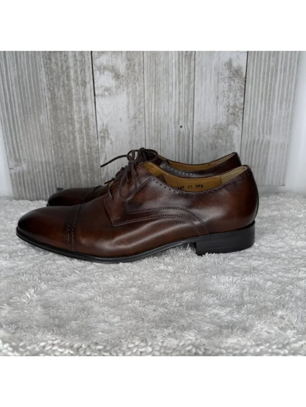 Shoopen Black Label Men's Brown Leather Quarter-Brogue Derby Shoes Size 10 NEW